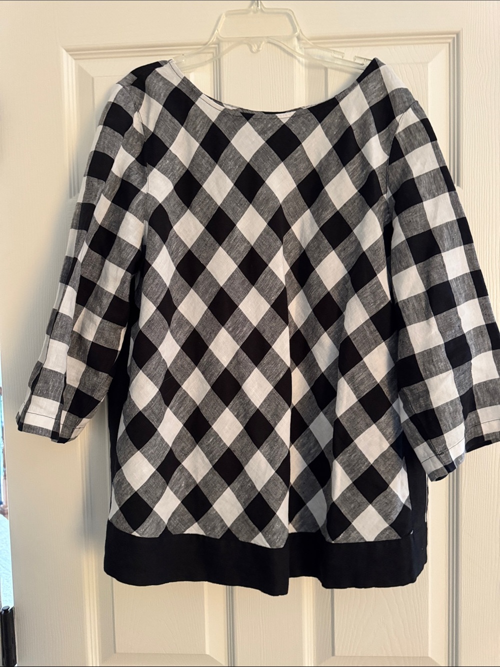 J. Jill Black and White Buffalo Check Tunic with Solid Hem